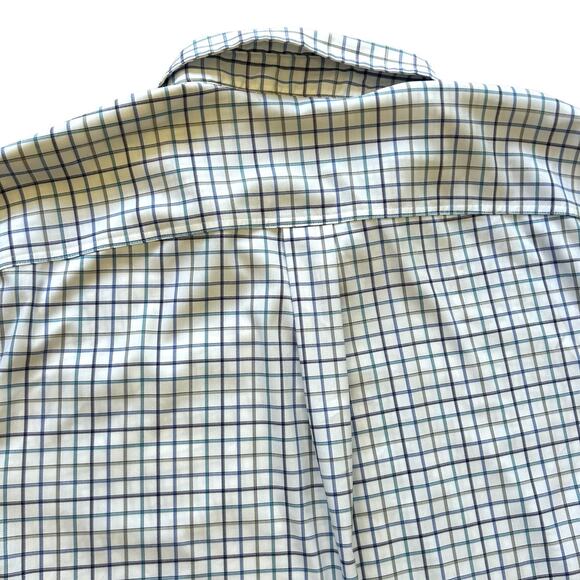 Johnnie-O Polo Shirt Mens Large White Blue Purple Plaid Prep-Formance Stretch - Picture 5 of 14